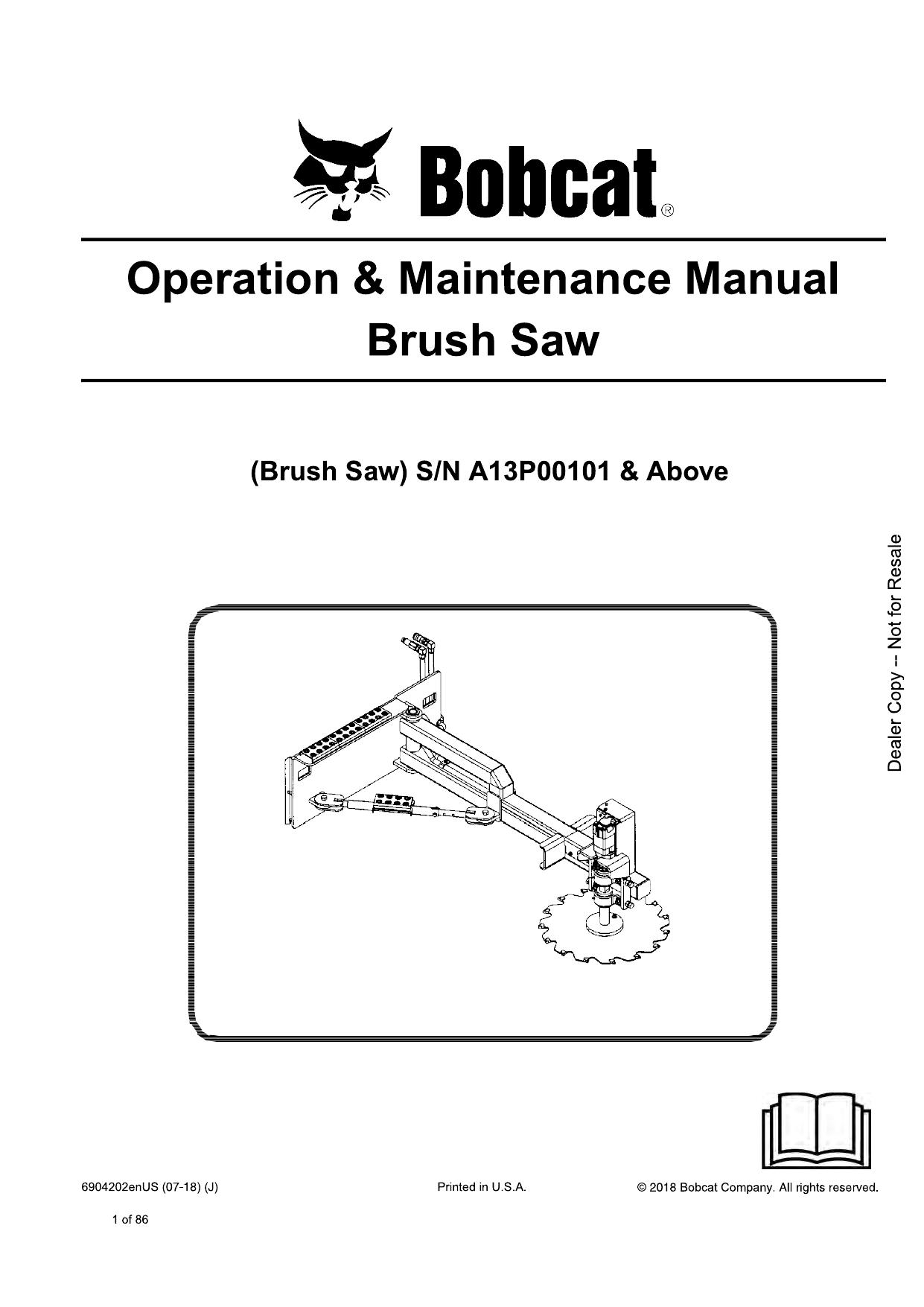 Brush Saw Operation & Maintenance Manual Bobcat
